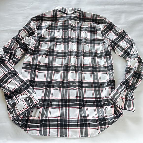 Iliac Men’s Long Sleeve Golf Shirt Collared Button Up Plaid Red White Black Larg - Picture 6 of 6